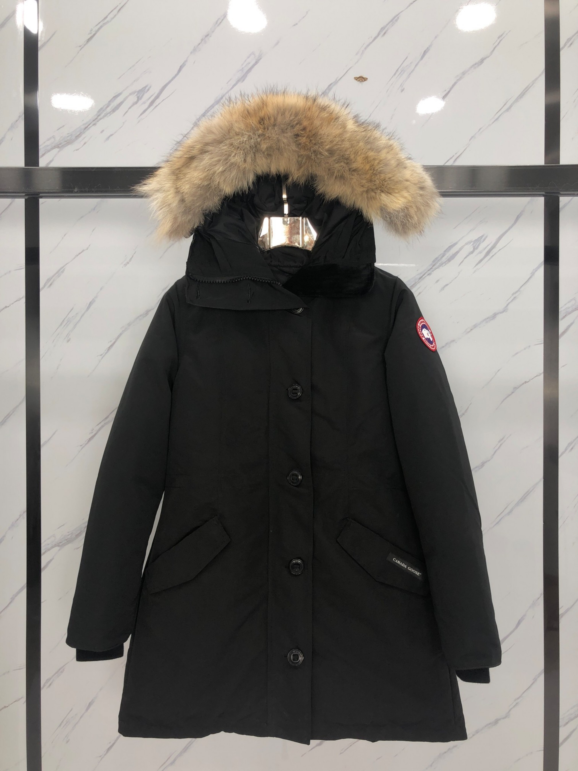 Winter hooded button down jacket