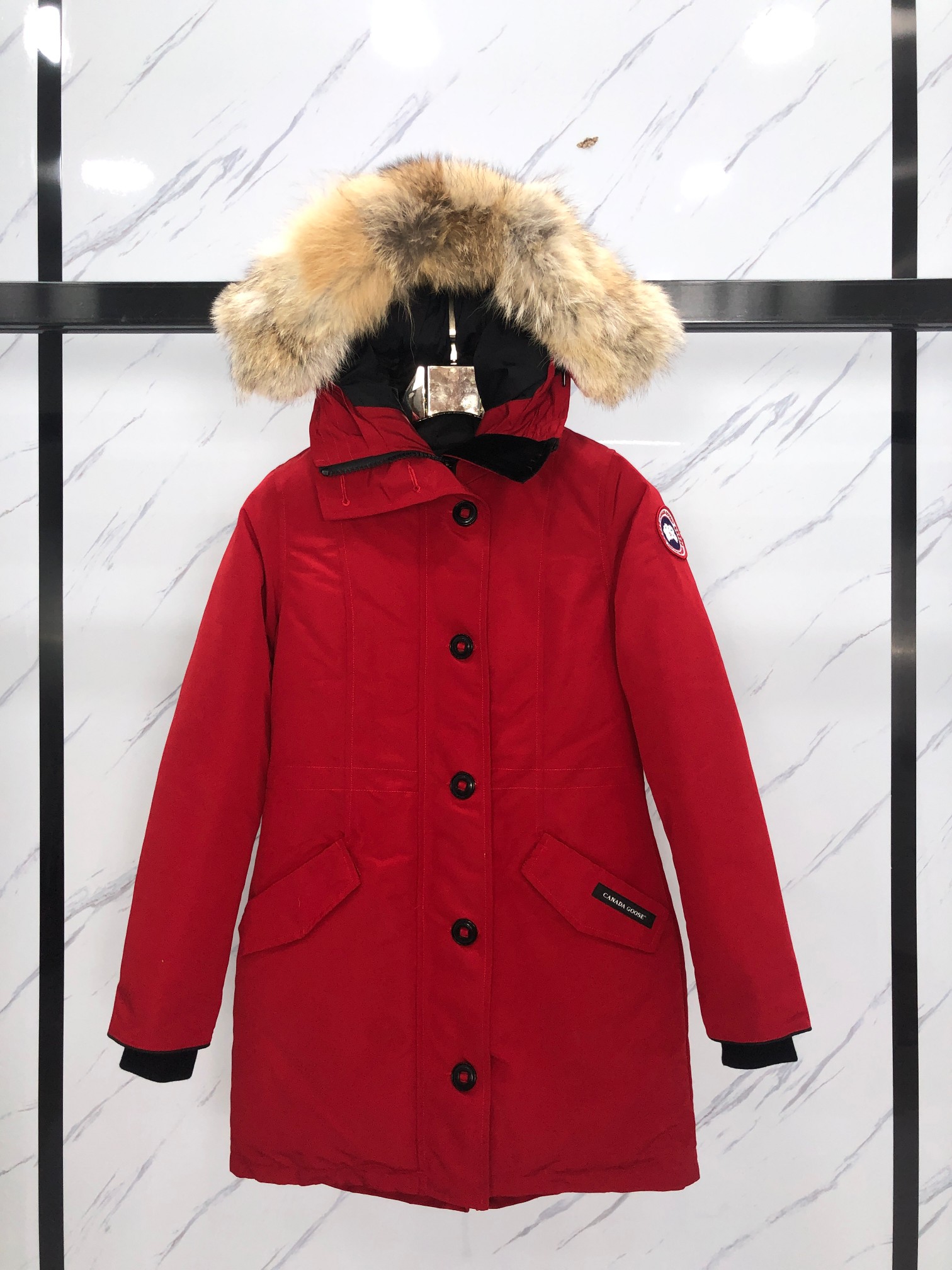 Winter hooded button down jacket