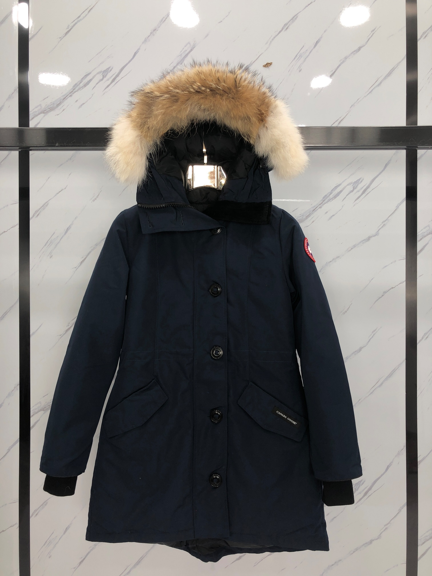 Winter hooded button down jacket