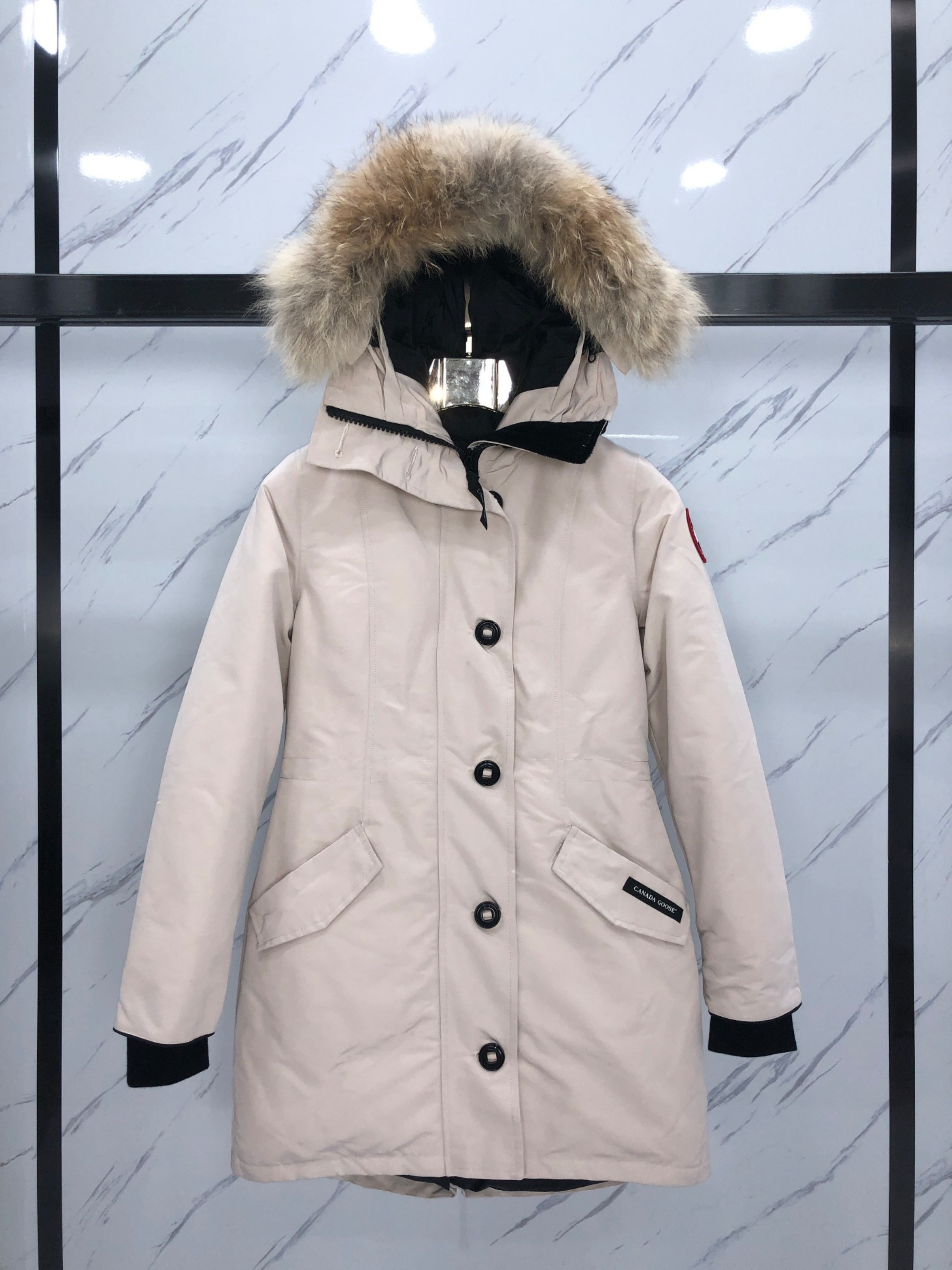 Winter hooded button down jacket