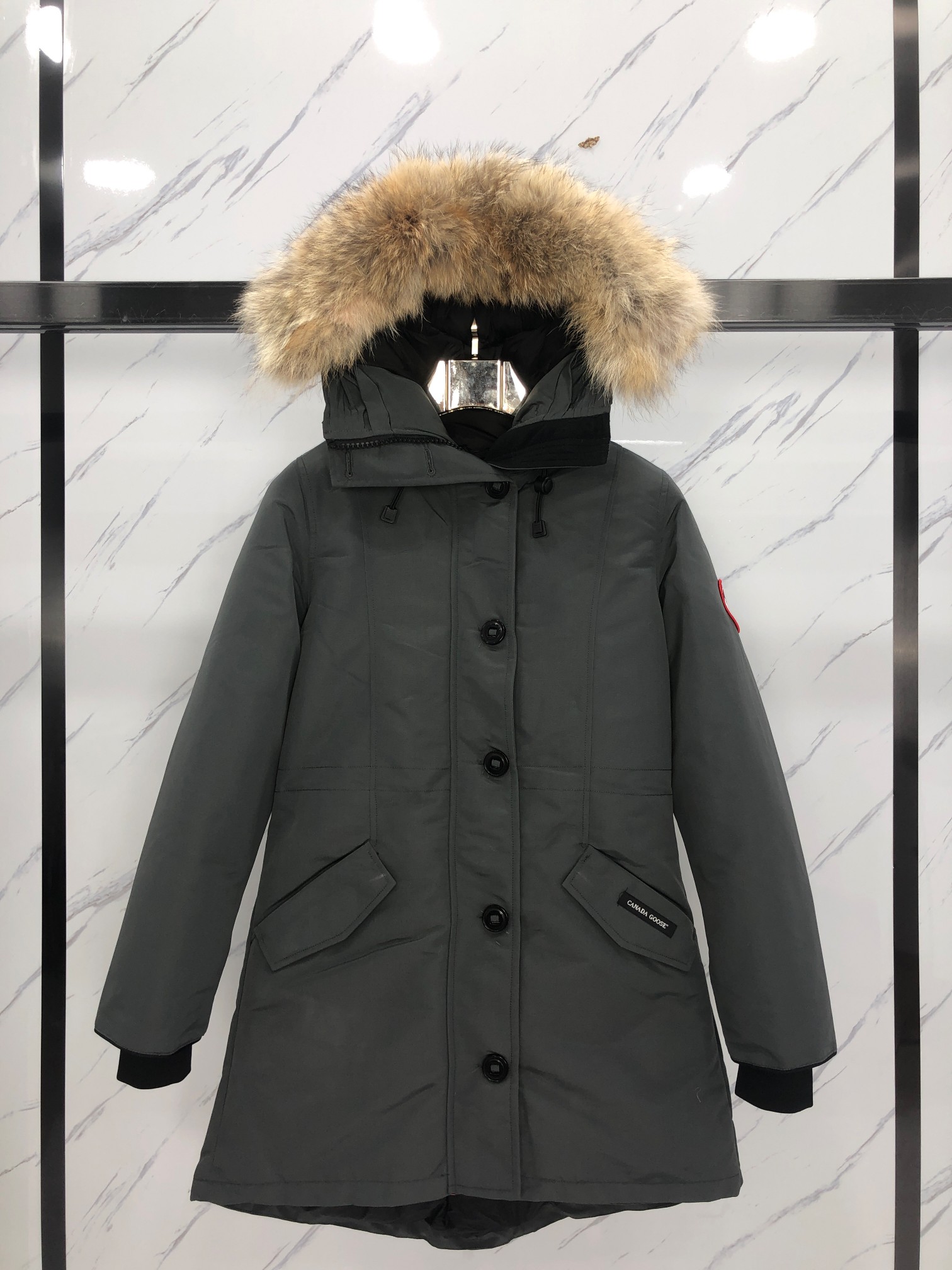 Winter hooded button down jacket