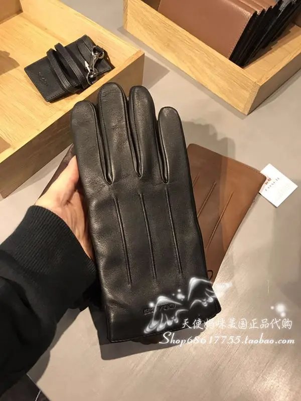 Coach High Quality Men's Sheepskin Warm Gloves