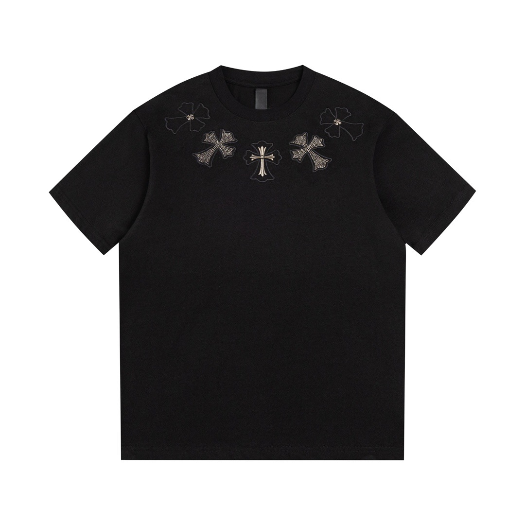 High quality cross print embroidered short sleeved shirt 2 1:1 pls add : 18030258501 if you need size guide