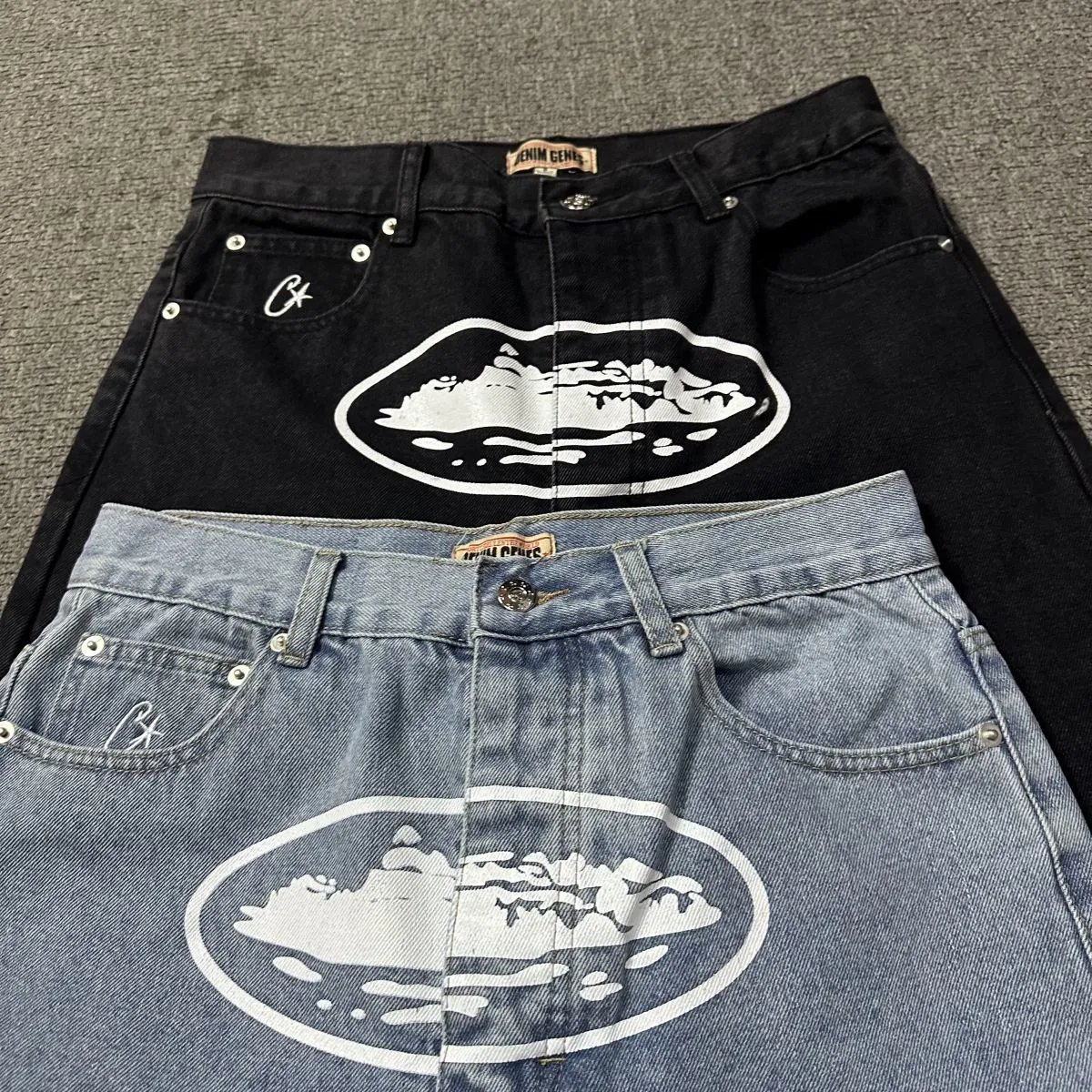 New high quality denim suit sports pants