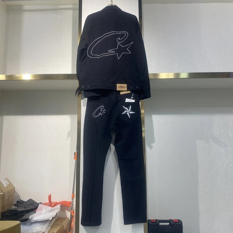 New high quality denim suit sports pants