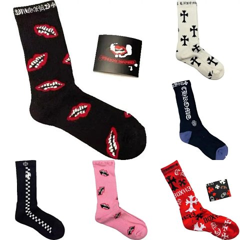 High quality graffiti red lip striped letter towel bottom socks