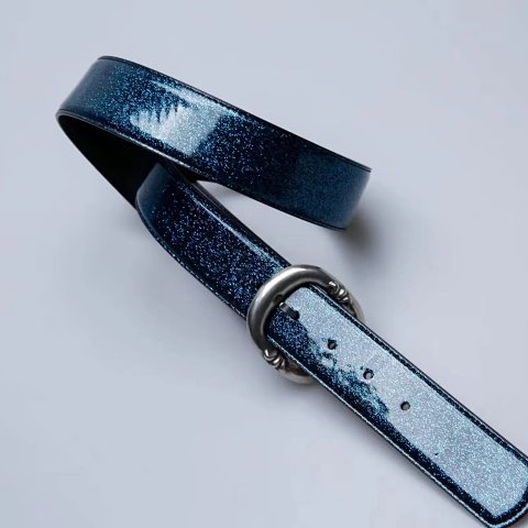 High quality circular ring day buckle starry sky leather cowhide belt
