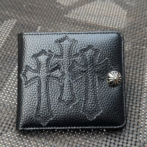 High quality cowhide short cross double fold single buckle wallet