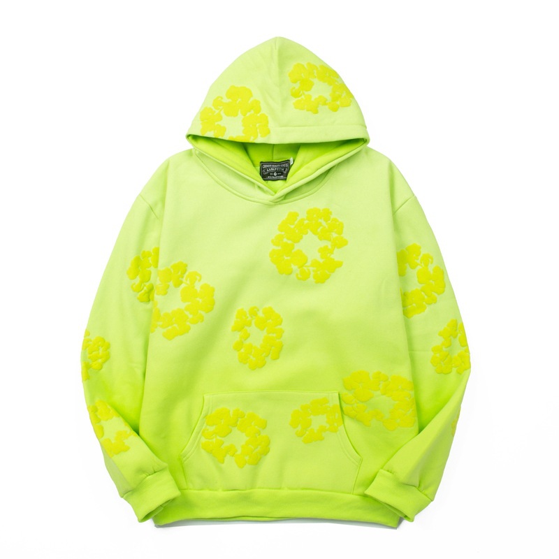 High quality gradient mud dyed cotton foam printed casual hoodie set