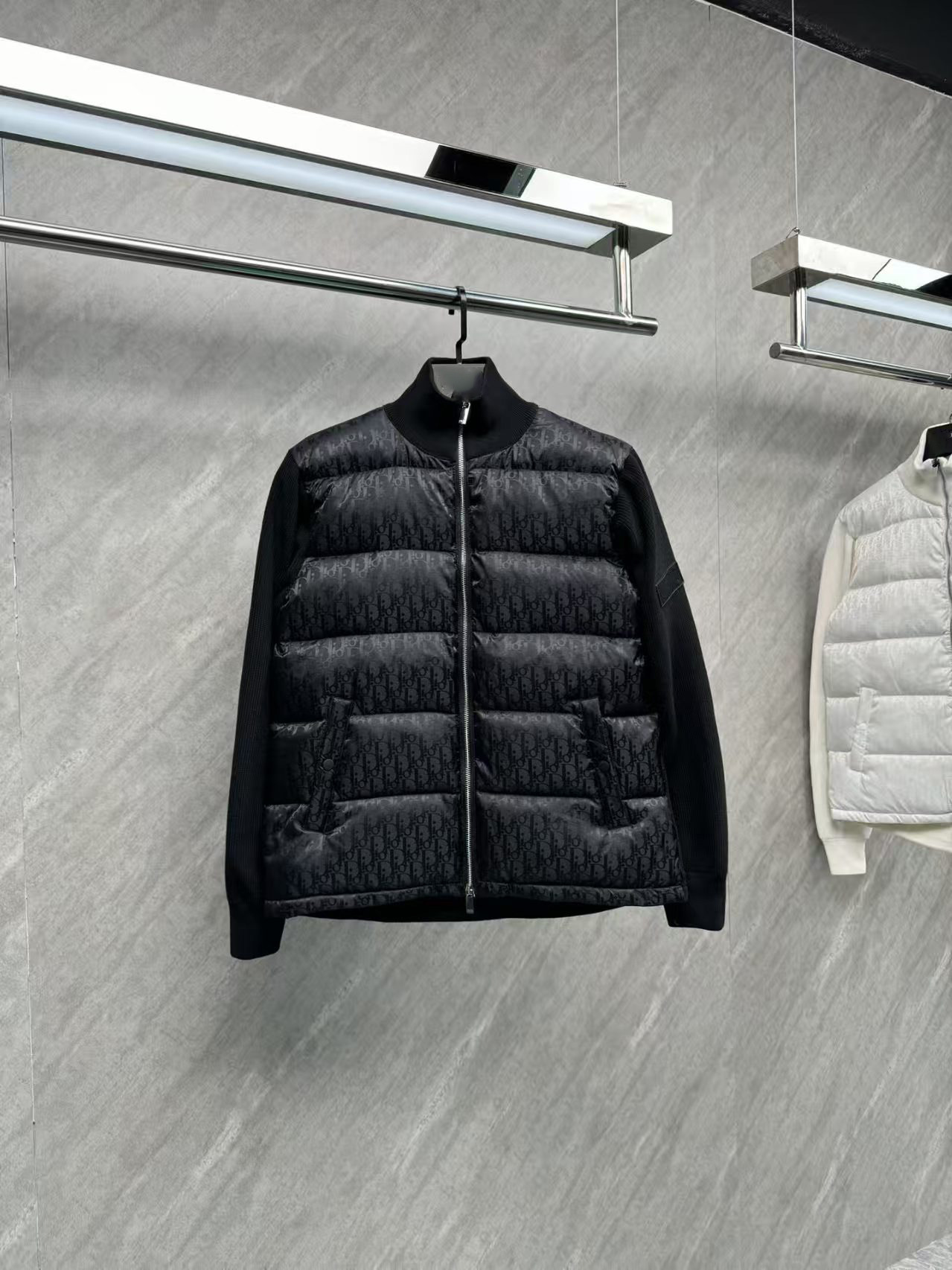 High quality dark patterned full printed down jacket