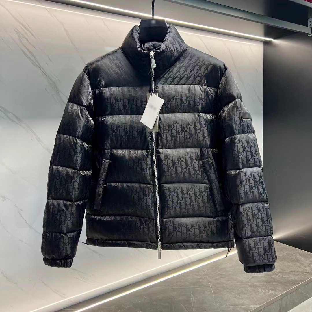 High quality dark patterned full printed down jacket