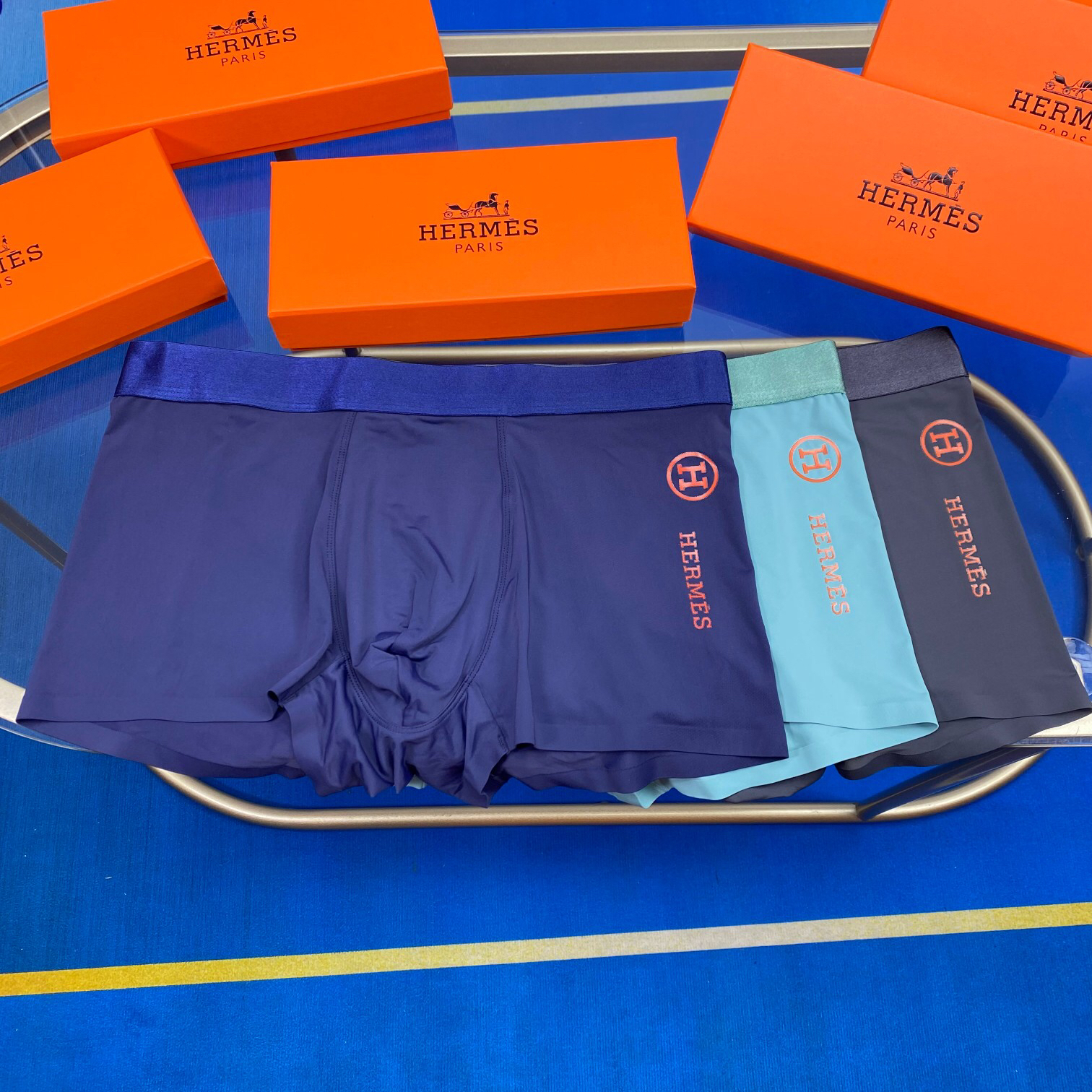 High quality men's underwear in a box of three, with a color selection of 12