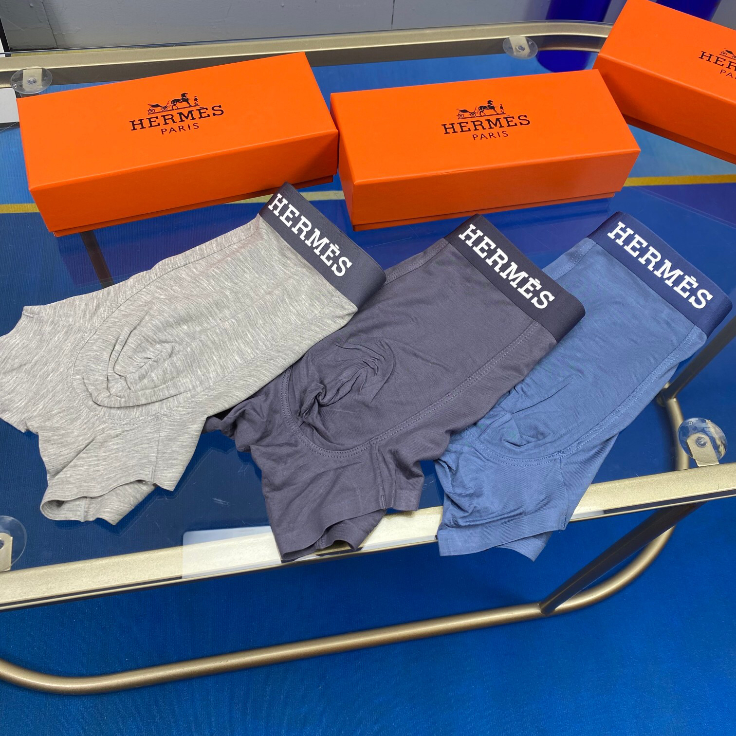 High quality men's underwear in a box of three, with a color selection of 12