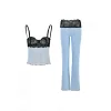 High quality suspender low waisted bell bottom pants set, please add : 18030258501 if you need size guide