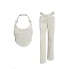High quality suspender low waisted bell bottom pants set, please add : 18030258501 if you need size guide