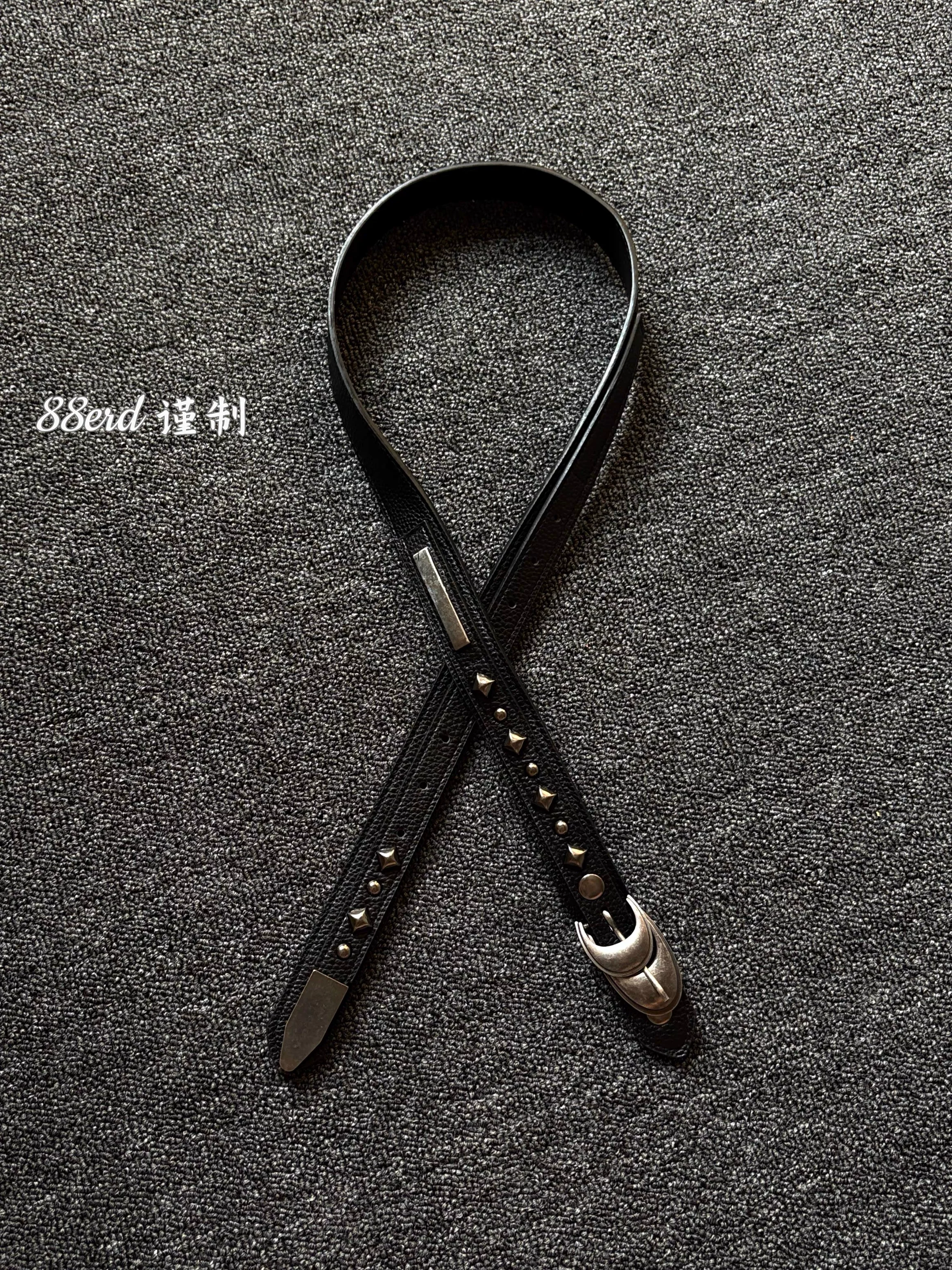 High quality cowhide punk leather belt