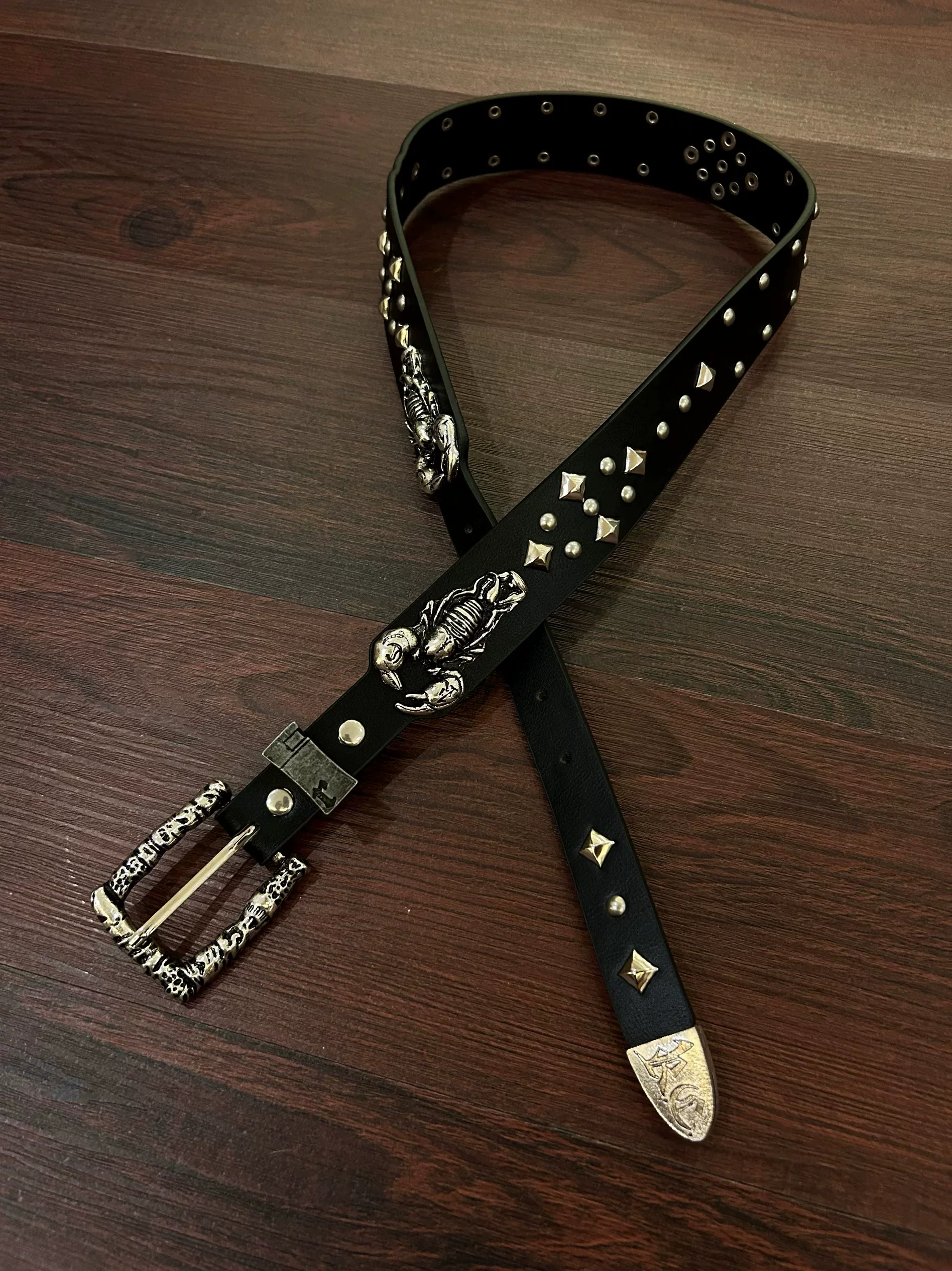High quality cowhide punk leather belt