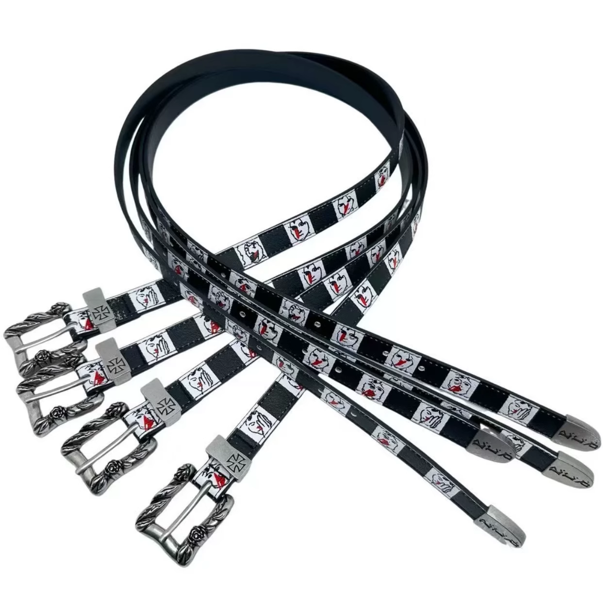 High quality cowhide punk leather belt