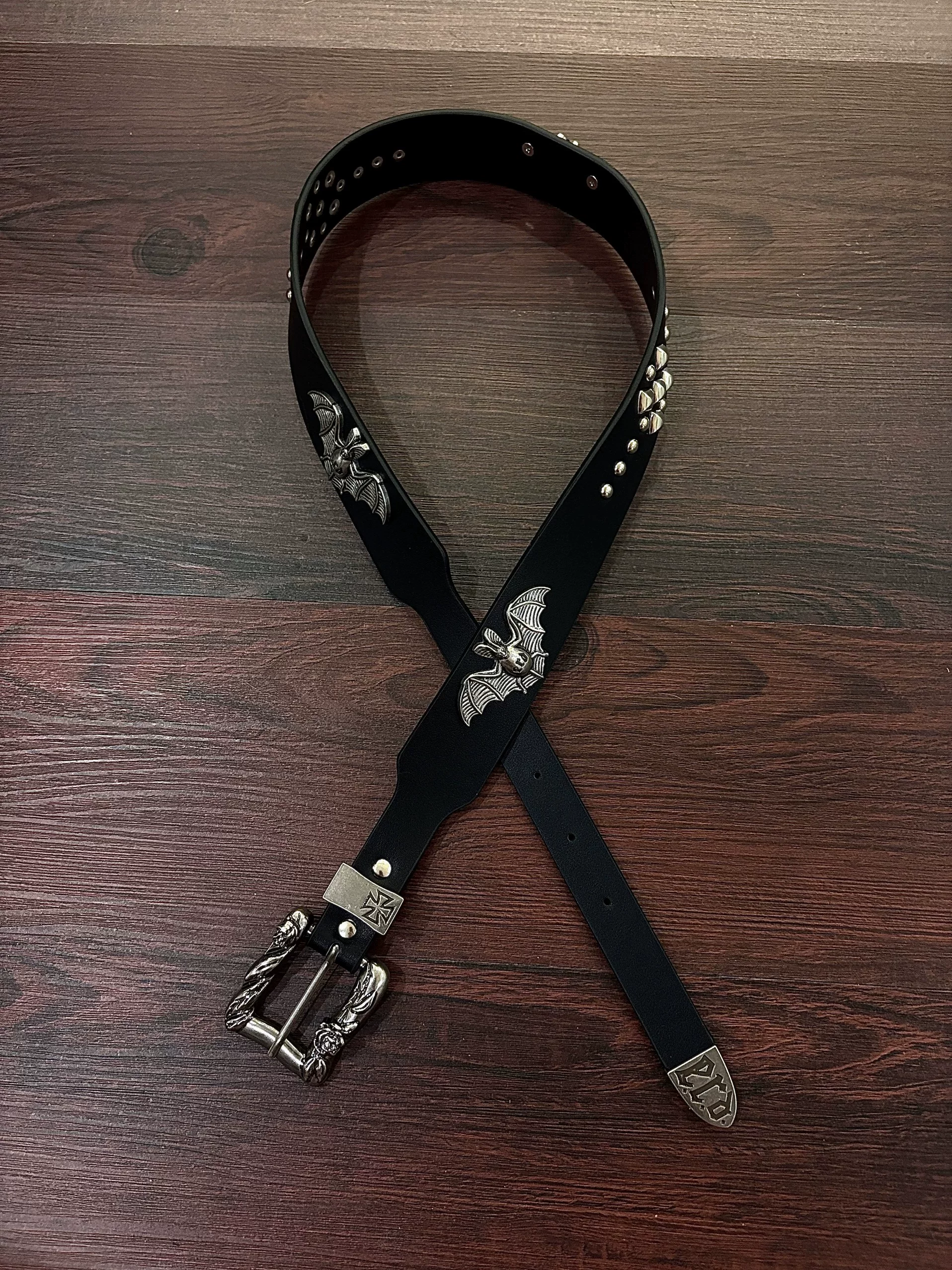 High quality cowhide punk leather belt