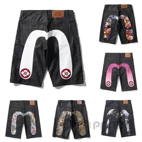 High quality printed five quarter denim shorts
