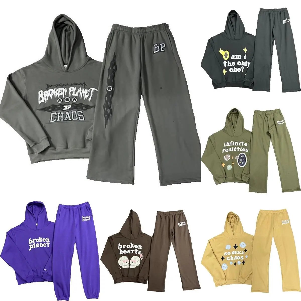 High quality foam letter loose hooded sweatshirt set