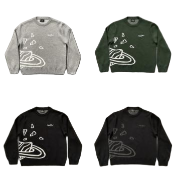 High quality planet jacquard embroidered round neck sweater