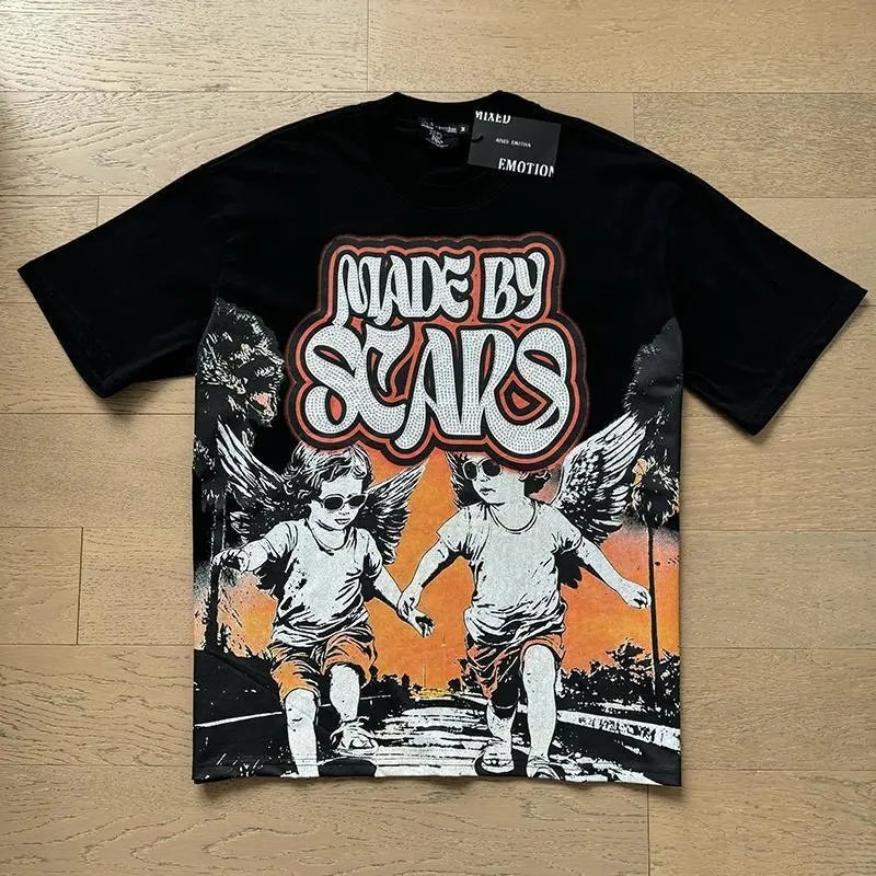 High quality trendy printed bat short sleeves