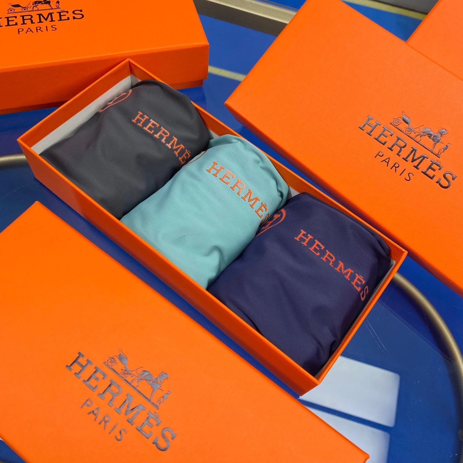 High quality men's underwear in a box of three, with a color selection of 12