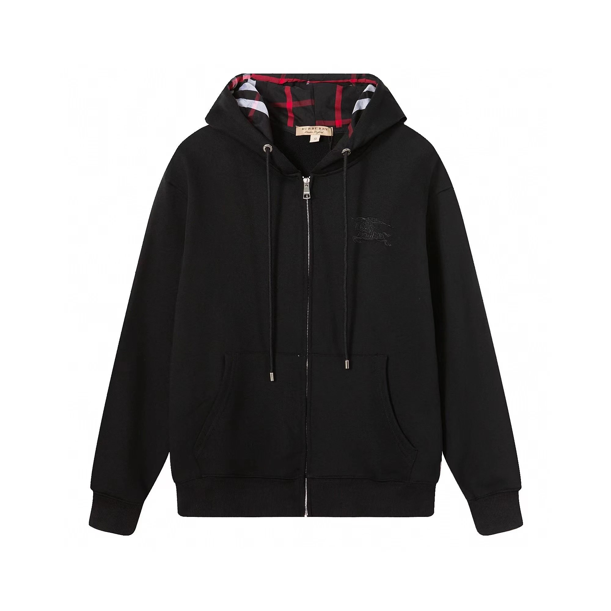 High quality checkered hooded zipper sweatshirt