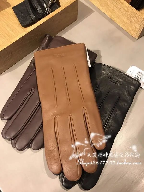 Coach High Quality Men's Sheepskin Warm Gloves