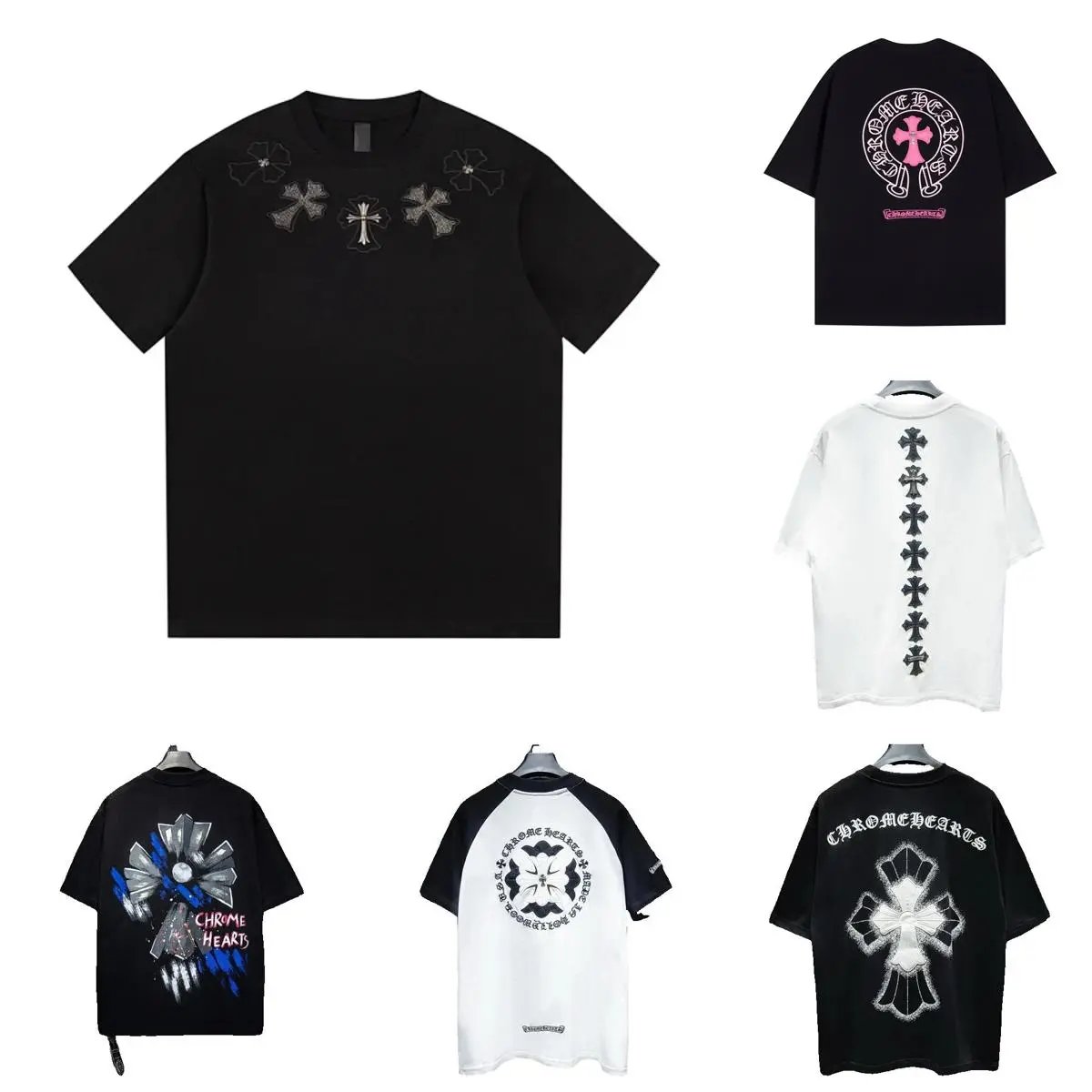 High quality cross print embroidered short sleeved shirt 2 1:1 pls add : 18030258501 if you need size guide