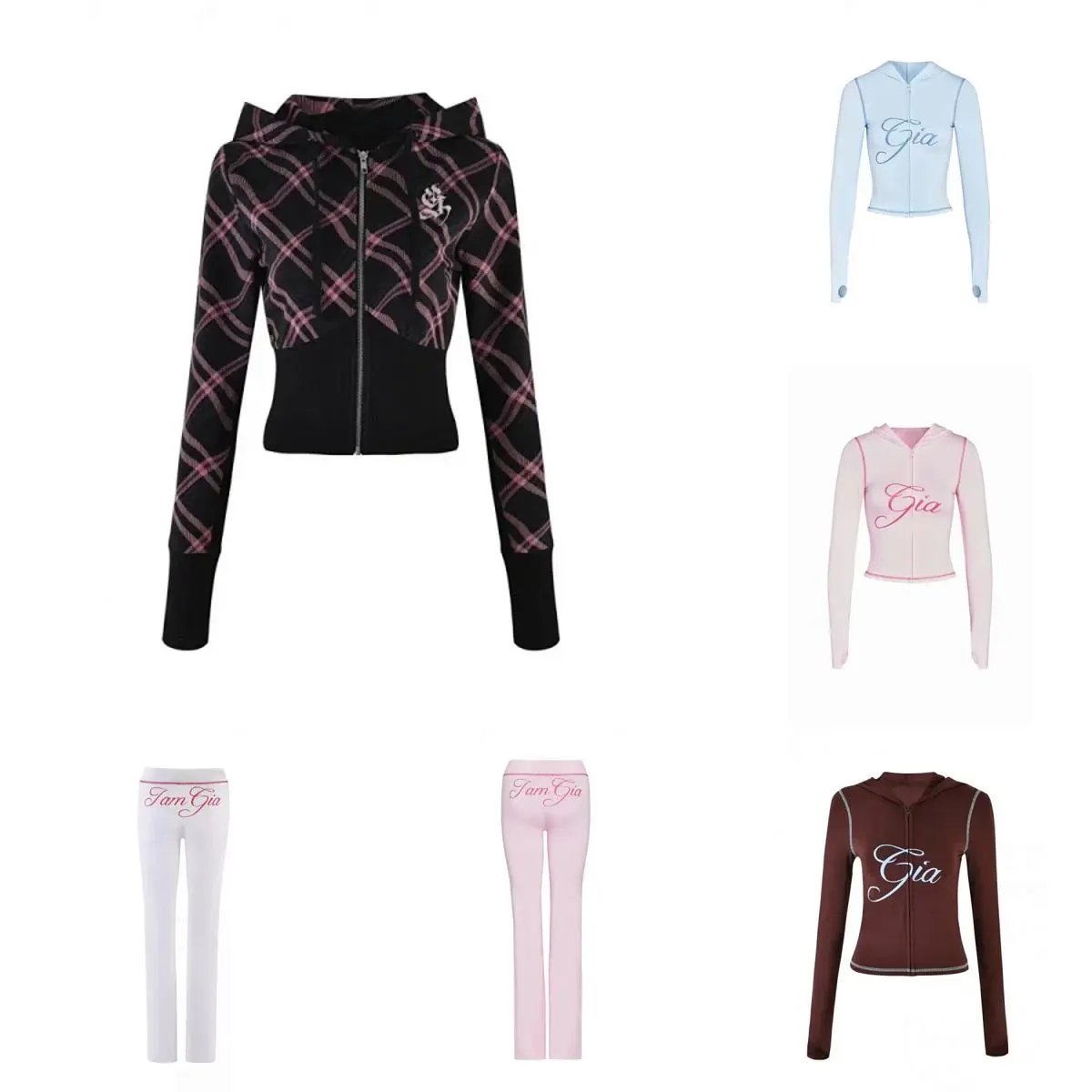 High quality slim fit hooded zipper short jacket set, please add : 18859952090 if you need size guide