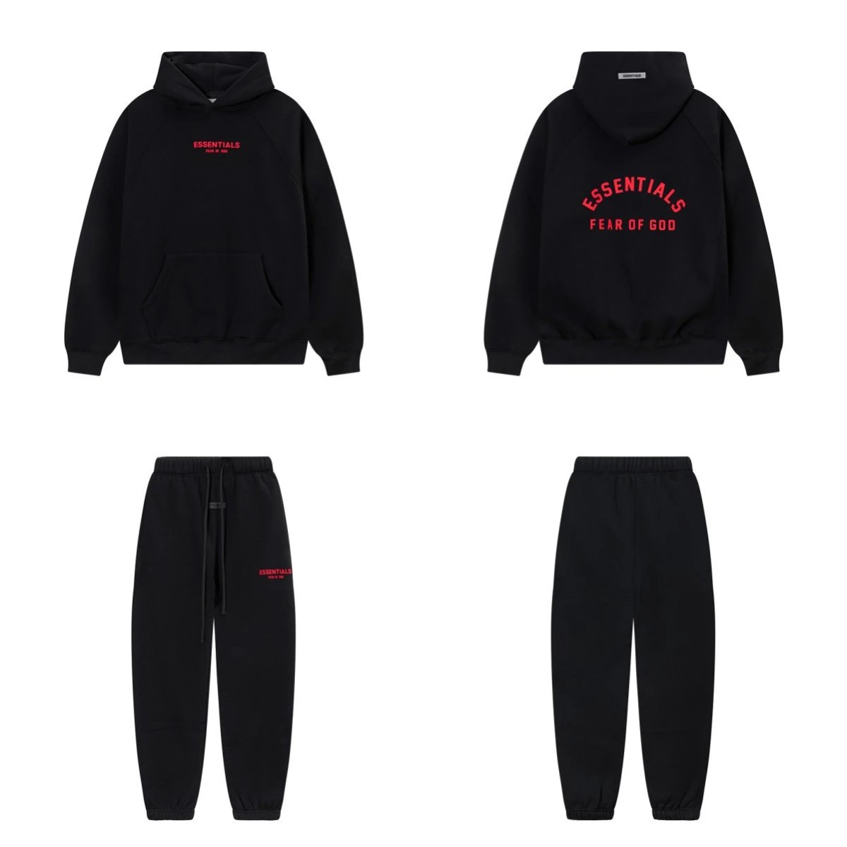 Three dimensional red silicone letter velvet hooded sweatshirt casual pants set
