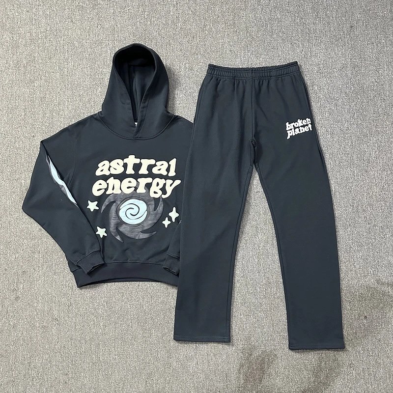 High quality foam letter loose hooded sweatshirt set