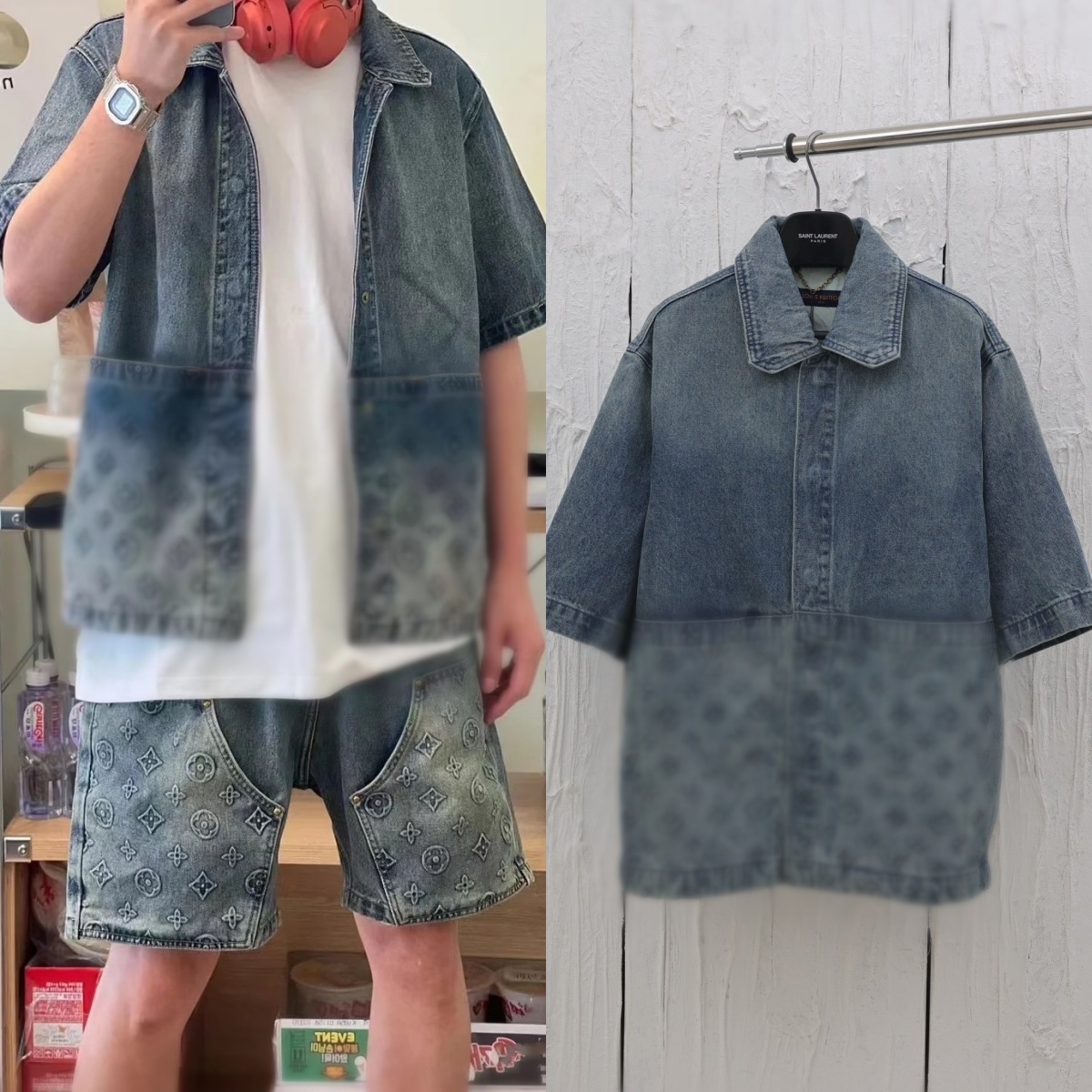 High quality denim shirt set, please add : 18030258501 if you need size guide