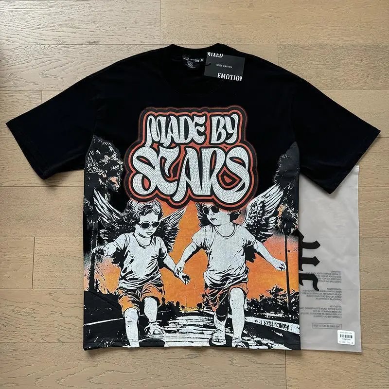High quality trendy printed bat short sleeves