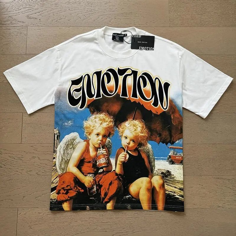 High quality trendy printed bat short sleeves