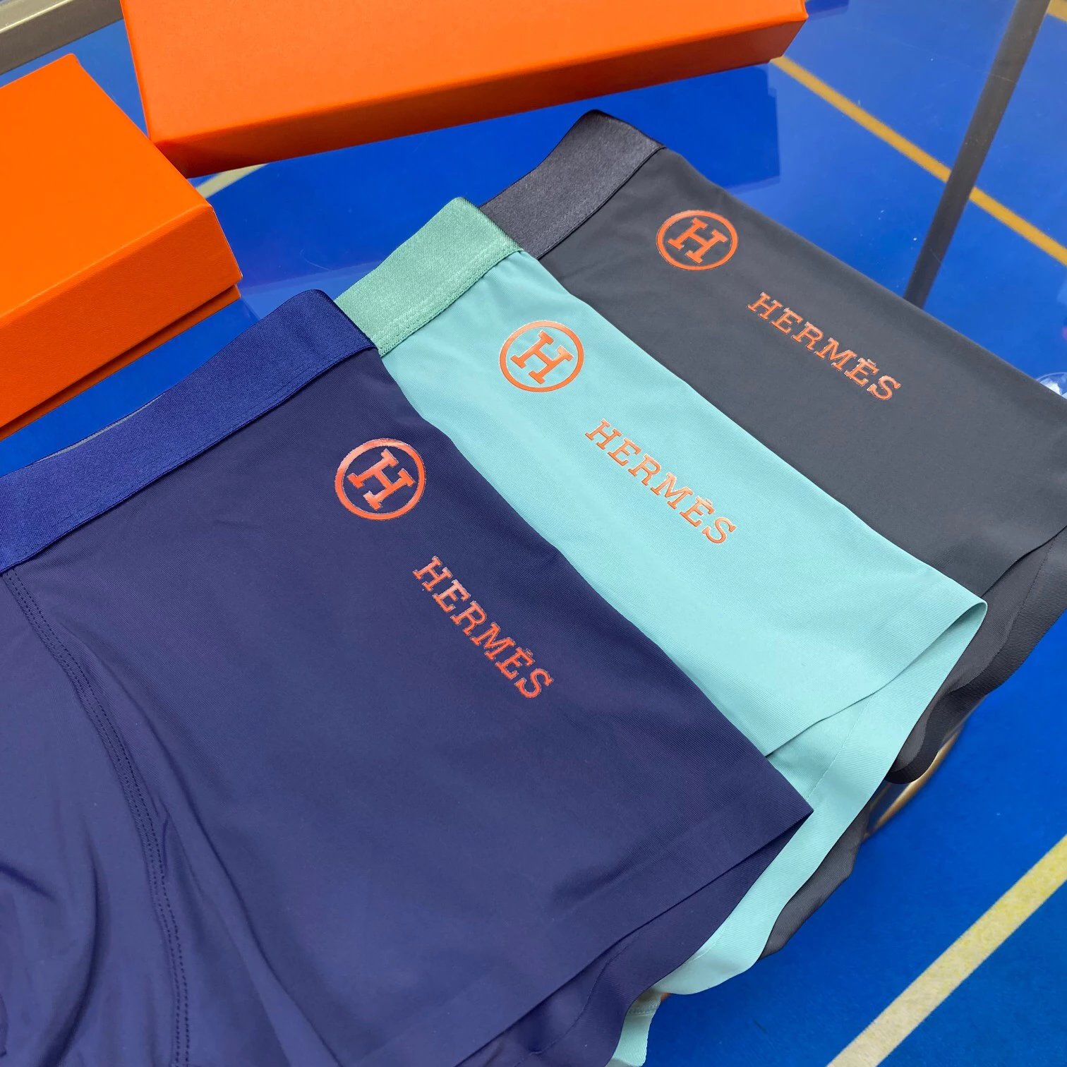 High quality men's underwear in a box of three, with a color selection of 12
