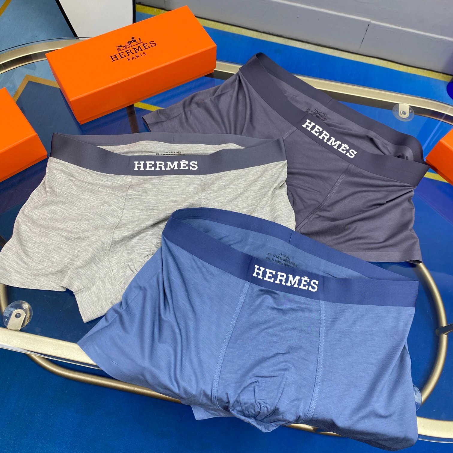 High quality men's underwear in a box of three, with a color selection of 12
