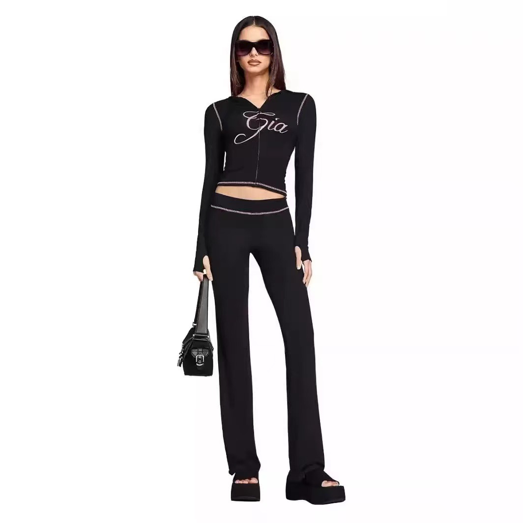 High quality slim fit hooded zipper short jacket set, please add : 18859952090 if you need size guide