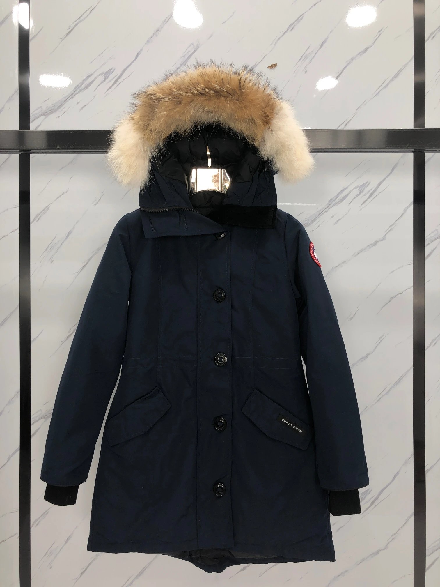 Winter hooded button down jacket