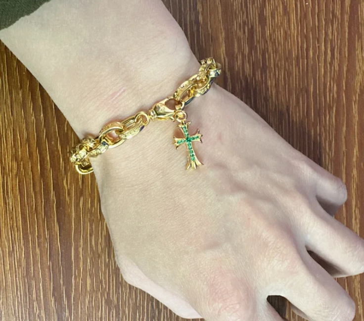 High quality premium gold cross bracelet