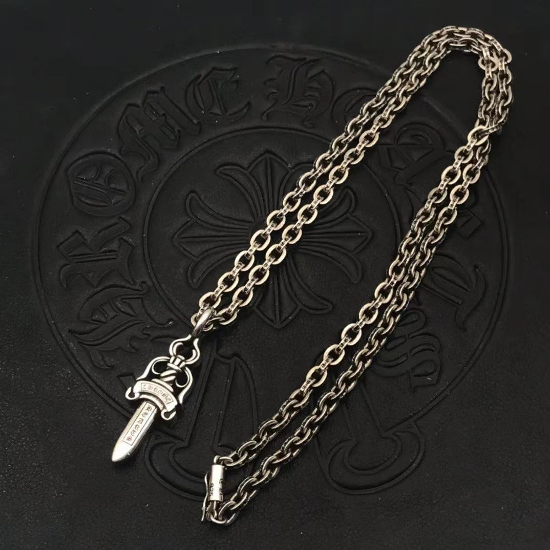 High quality high-end retro double-sided sword pendant necklace