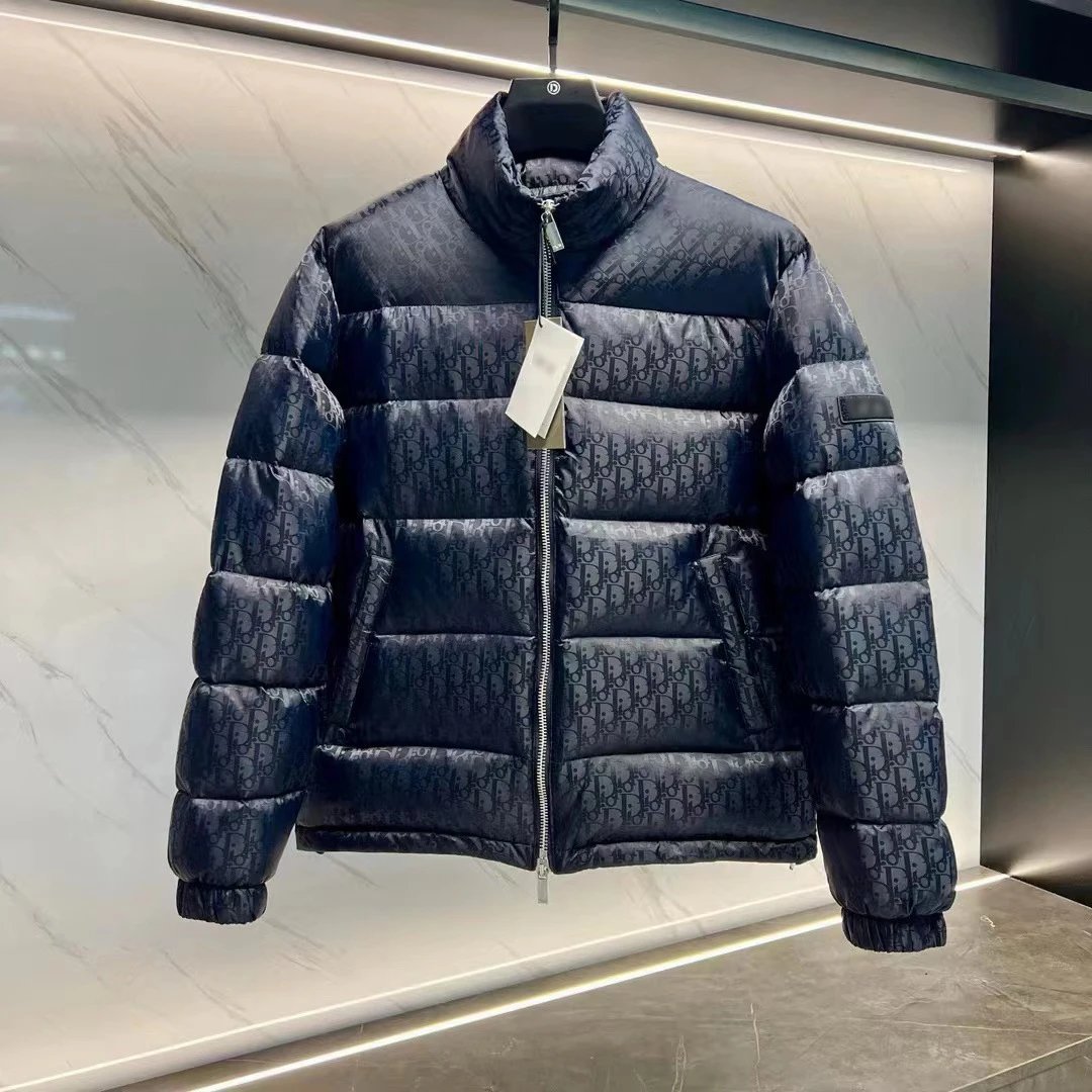 High quality dark patterned full printed down jacket