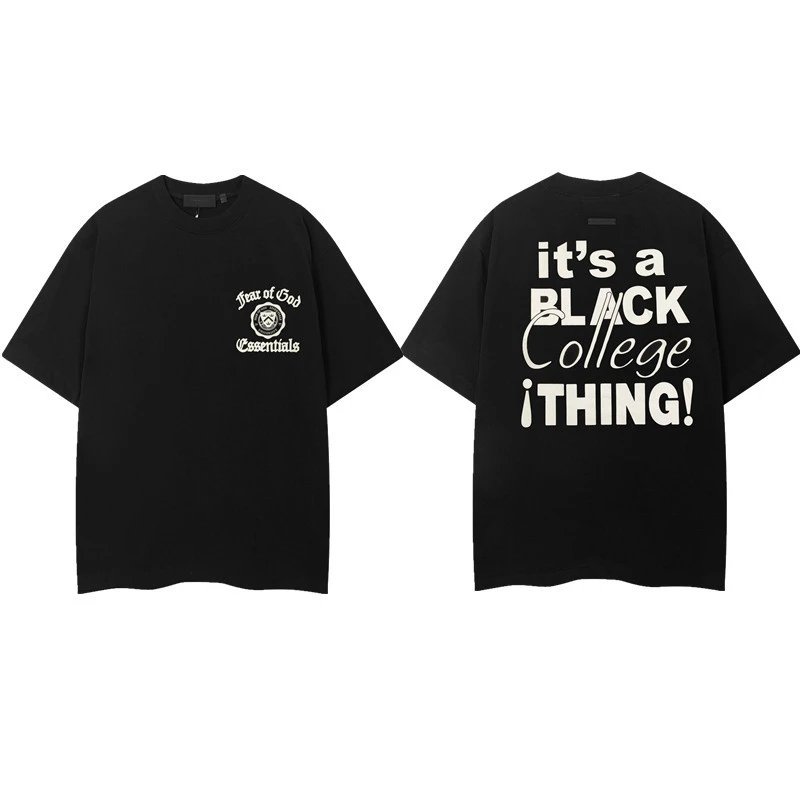 Spring/Summer New Double Row Dopamine Letter Short Sleeve Men's and Women's High Street T-shirt Half Sleeve