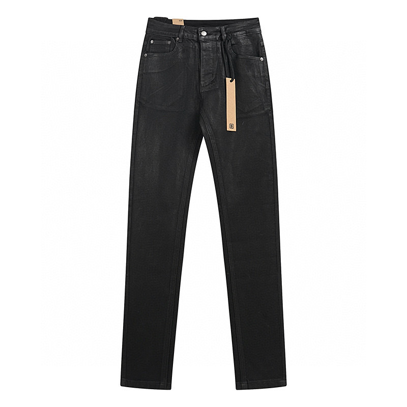 High quality, high street fashion brand splashed ink perforated small leg jeans