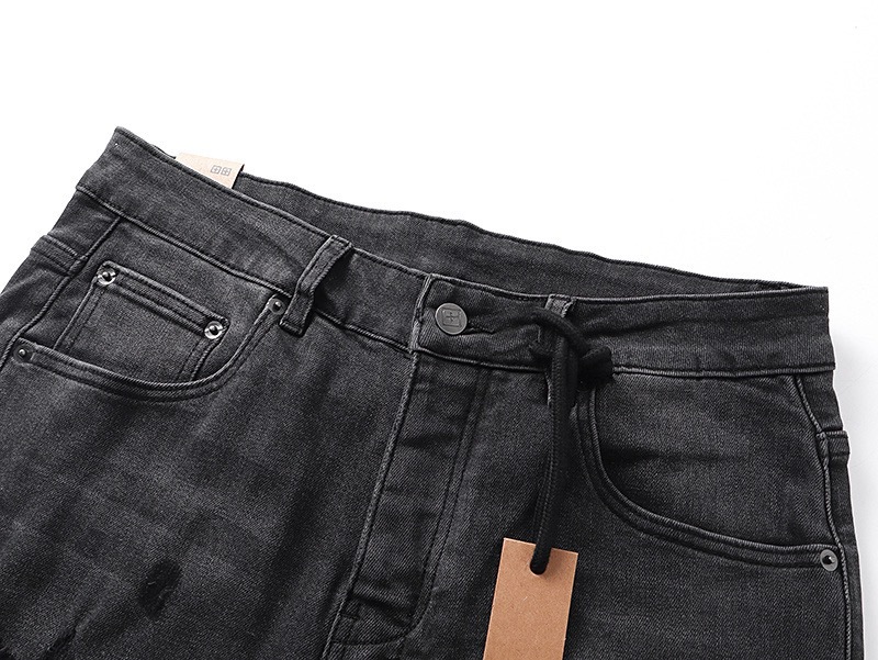 High quality, high street fashion brand splashed ink perforated small leg jeans