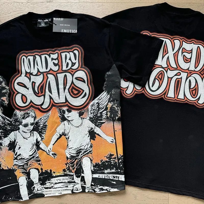 High quality trendy printed bat short sleeves