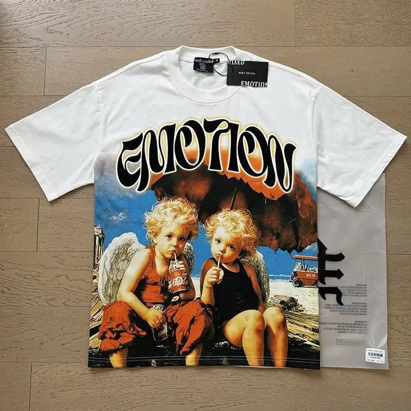 High quality trendy printed bat short sleeves