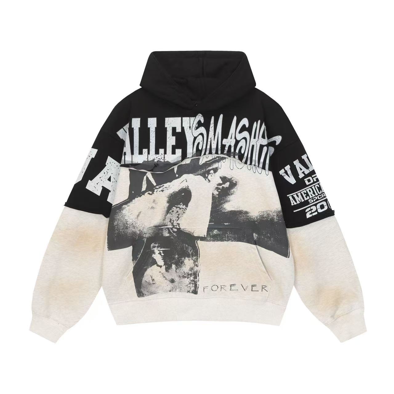 American street style eagle print hooded sweatshirt